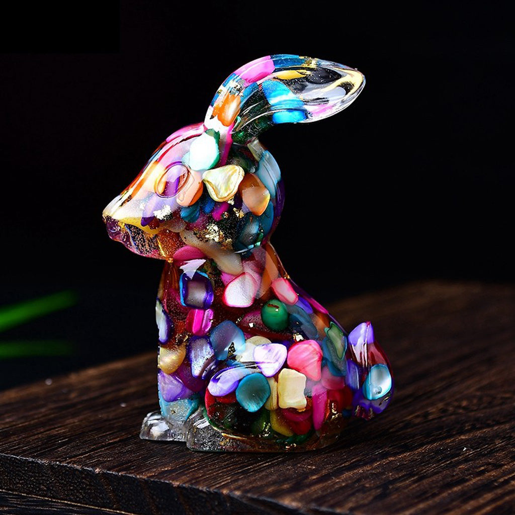 Handmade Epoxy Resin Rabbit Decor – Embedded Natural Healing Crystals | Zen Ara Grove
