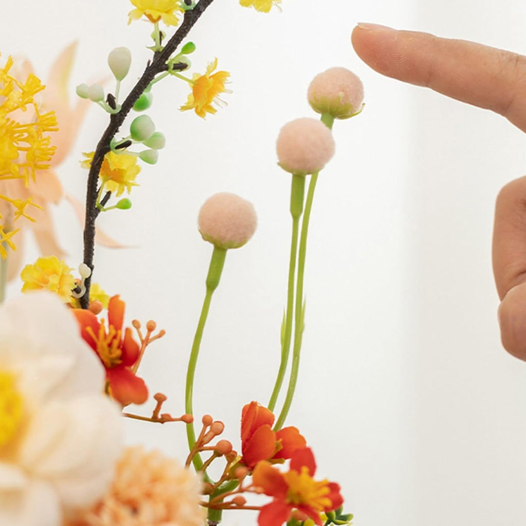 Handmade Silk Blossom Décor with Wooden Planter – Serenity in Bloom | Zen Ara Grove