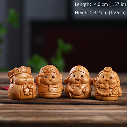 Monkey King Sun Wukong & Three Companions Cypress Wood Figurines | Zen Ara Grove