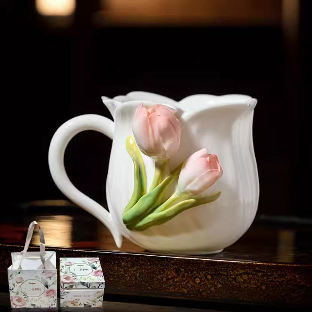 Limited Time Offer · Handcrafted Heritage Ceramic Flower Cup – Blossoms Alive on Porcelain | Zen Ara Grove