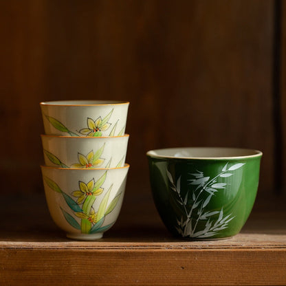 Hand-Painted Orchid Ceramic Tea Cup | Zen Ara Grove