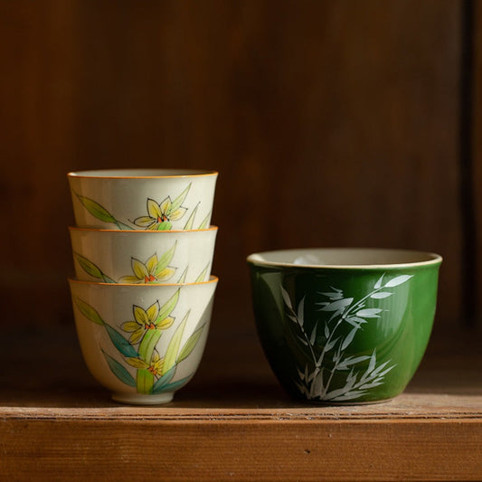 Hand-Painted Orchid Ceramic Tea Cup | Zen Ara Grove