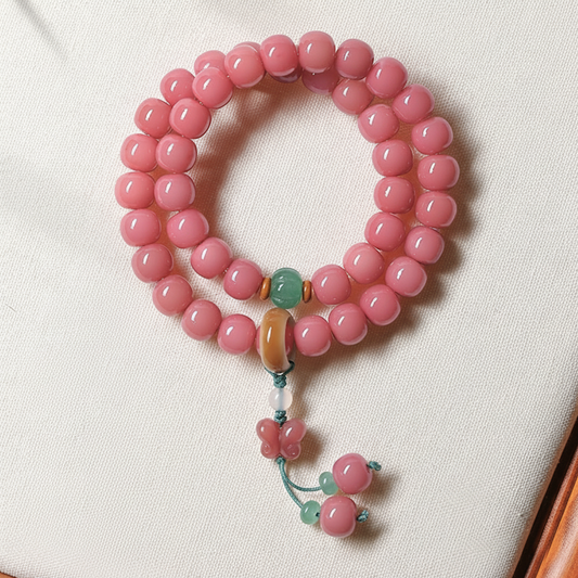 Pink-White Jade Bodhi Bead Bracelet | Zen Ara Grove
