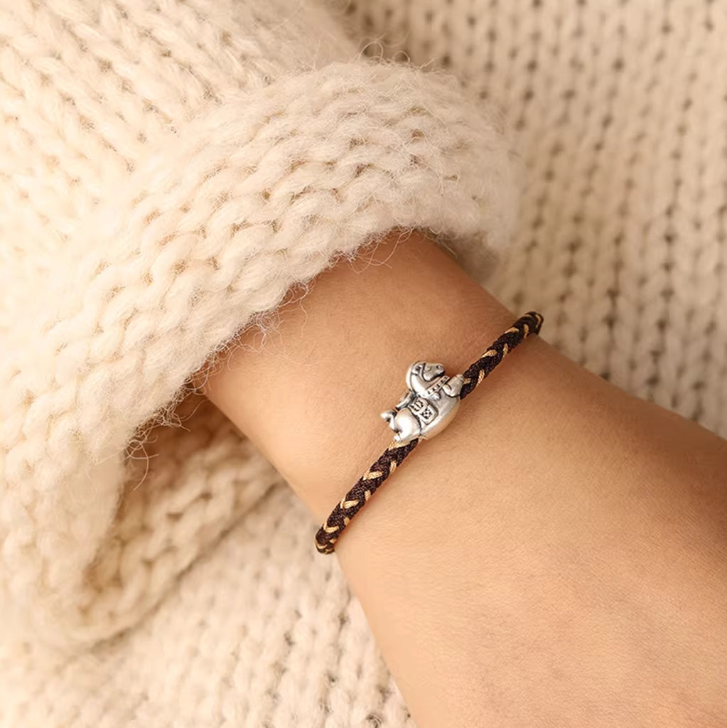 Sterling Silver Horse Charm Bracelet – Adjustable Braided Cord for Good Fortune | Zen Ara Grove