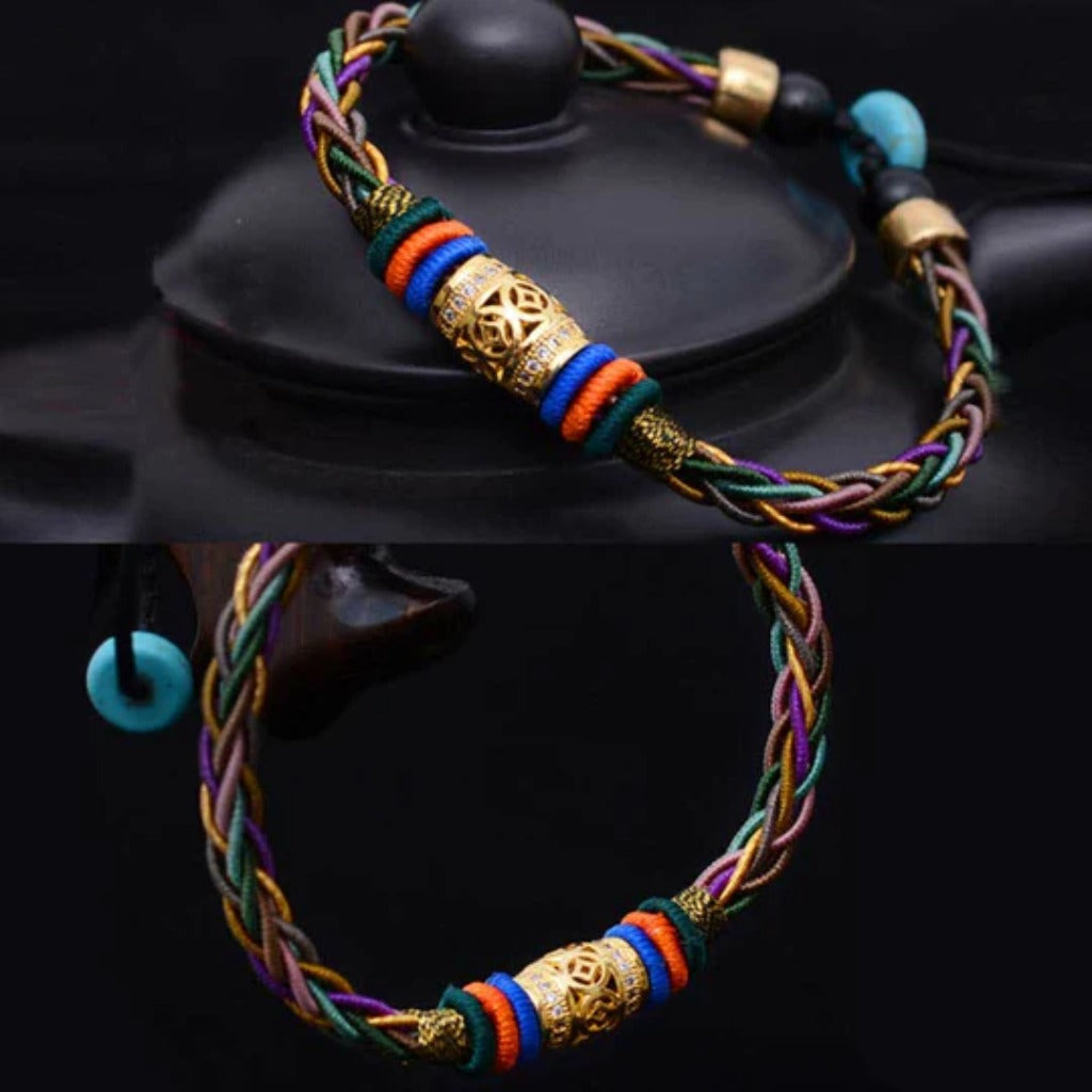 Diamond Knot Five-Color Rope Bracelet – Symbol of Harmony and Good Fortune | Zen Ara Grove