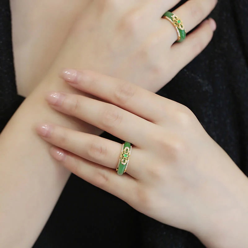 LIMITED TIME OFFER · Natural Green Chalcedony Ring with 18K Gold Plated Filigree Craftsmanship | Zen Ara Grove