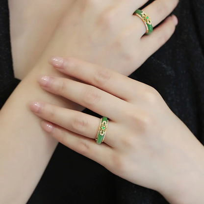 LIMITED TIME OFFER · Natural Green Chalcedony Ring with 18K Gold Plated Filigree Craftsmanship | Zen Ara Grove