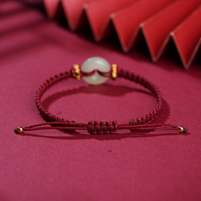 Hetian Jade Safety Knot Handwoven Bracelet – Luck & Prosperity | Zen Ara Grove