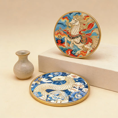 Colorful 12 Zodiac Challenge Coin Collection – Fortune & Harmony | Zen Ara Grove