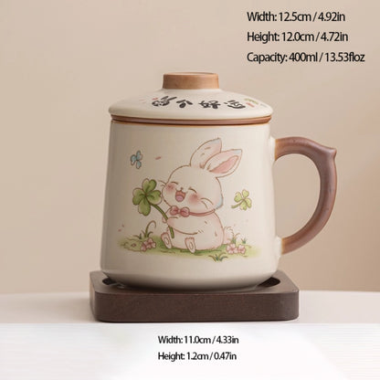 Ru Kiln Glaze Ceramic Teacup – Animal & Nature Motifs, Symbol of Harmony and Good Fortune | Zen Ara Grove