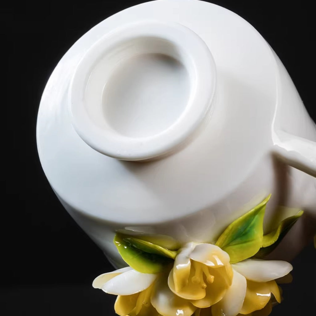 Handcrafted Heritage Porcelain Cup – Roses Blooming from the Surface | Zen Ara Grove