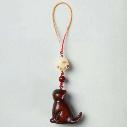 Small Leaf Red Sandalwood Green Sandalwood Sandalwood Sitting Cat Sooth Phone Hanging Decoration | Zen Ara Grove