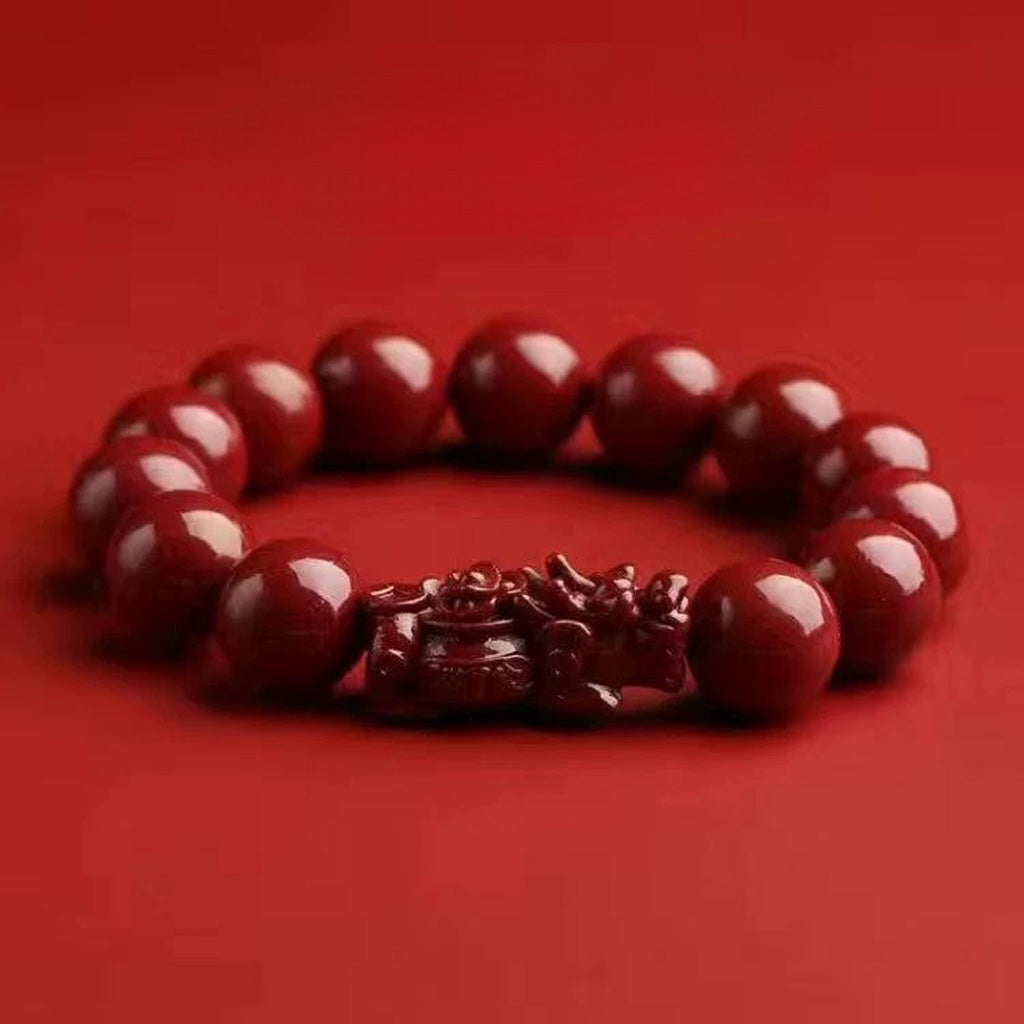 Red Cinnabar Pixiu Beaded Bracelet – Protection & Prosperity | Zen Ara Grove