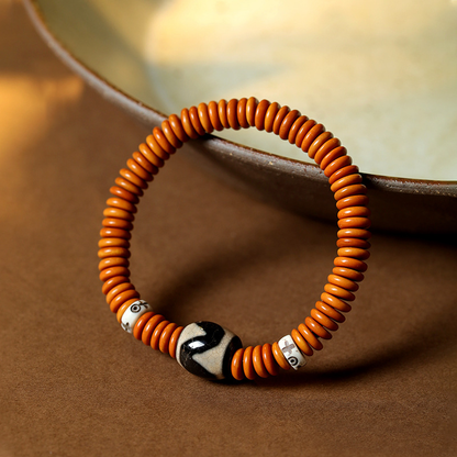 Zen Earth Tones Bracelet - Tiger Dzi & Olive Beads