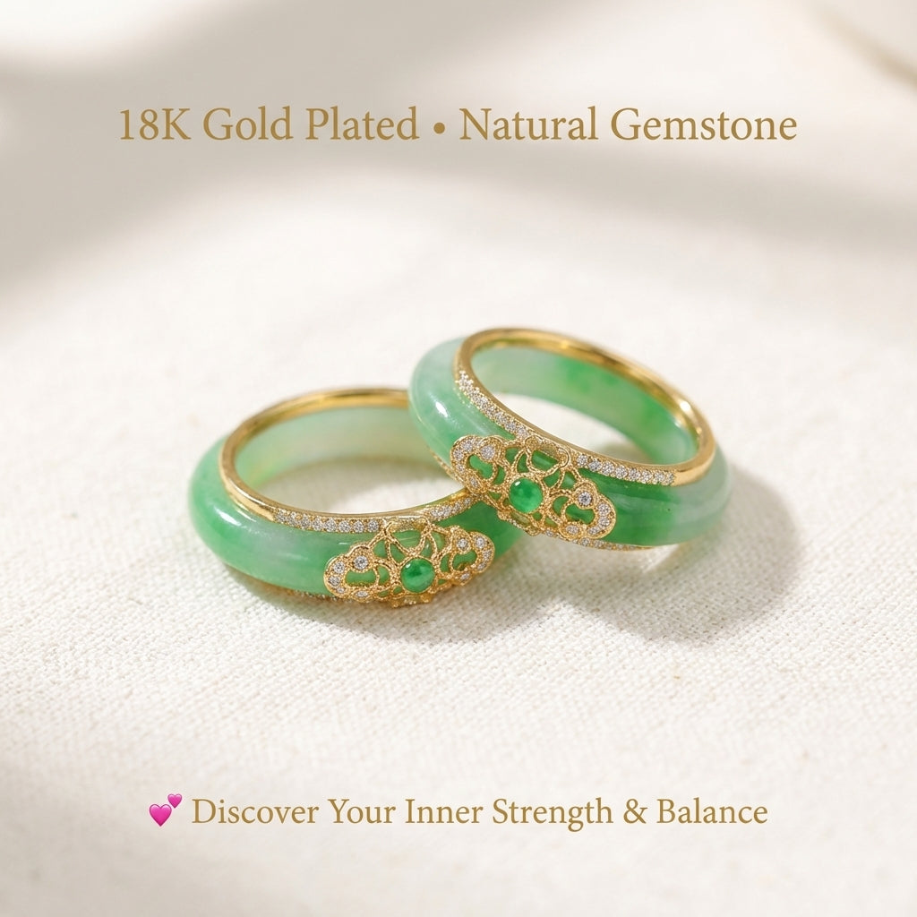LIMITED TIME OFFER · Natural Green Chalcedony Ring with 18K Gold Plated Filigree Craftsmanship | Zen Ara Grove