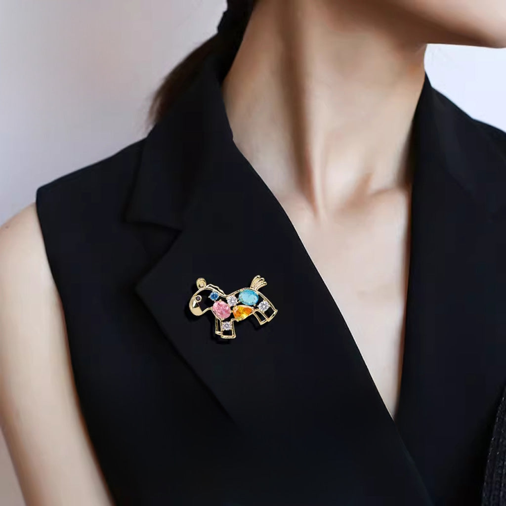 Swift Success – Horse Year Alloy Brooch Symbolizing Good Fortune | Zen Ara Grove