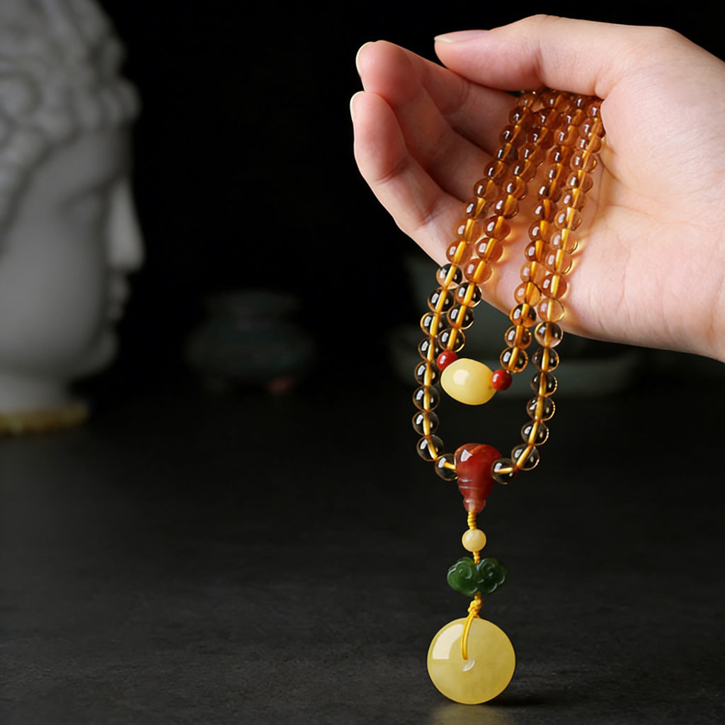 108‑Bead Citrine Pixiu Bracelet — Meaning of Fortune Protection| Zen Ara Grove