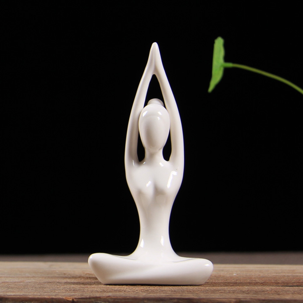 Zen Minimalist White Ceramic Yoga Girl Figurines | Zen Ara Grove