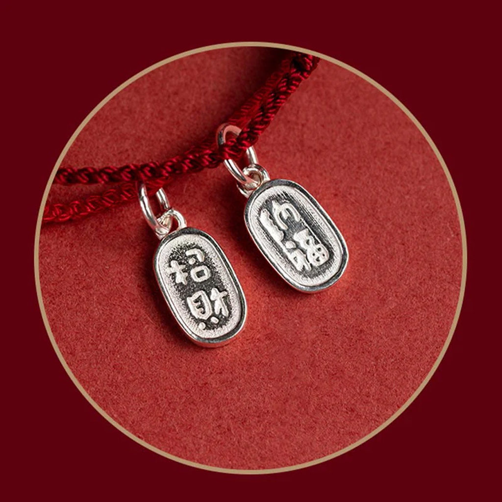Adjustable Red Cord Bracelet or Anklet with Symbolic Charms — Good Wishes