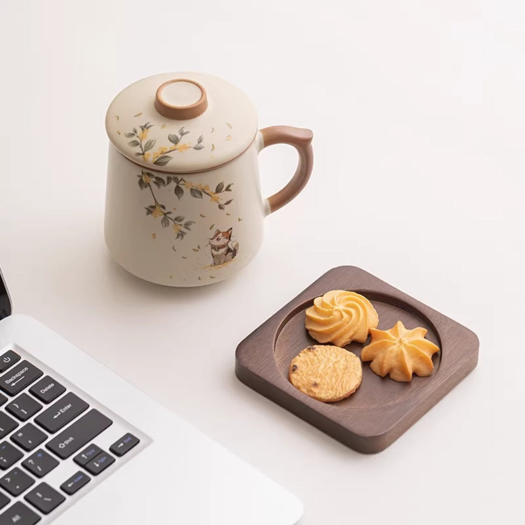 Ru Kiln Glaze Ceramic Teacup – Animal & Nature Motifs, Symbol of Harmony and Good Fortune | Zen Ara Grove