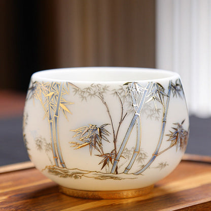 Milky White Porcelain Mug with Dragon and Phoenix Motif – Elegant & Durable | Zen Ara Grove