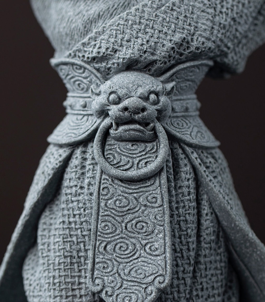 Monkey King Warrior Buddha Statue – Carved Green Sandstone Art Figurine | Zen Ara Grove