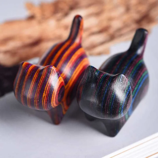 Mini Cat Kitten Colorful Wooden Cute Pet Decoration | Zen Ara Grove
