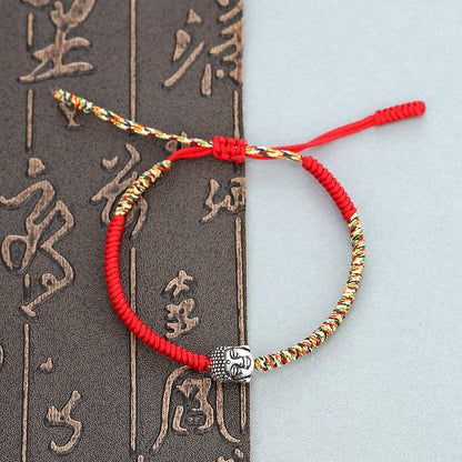 Original Buddha Head Pull-Cord Bracelet – Handwoven Spiritual Charm | Zen Ara Grove