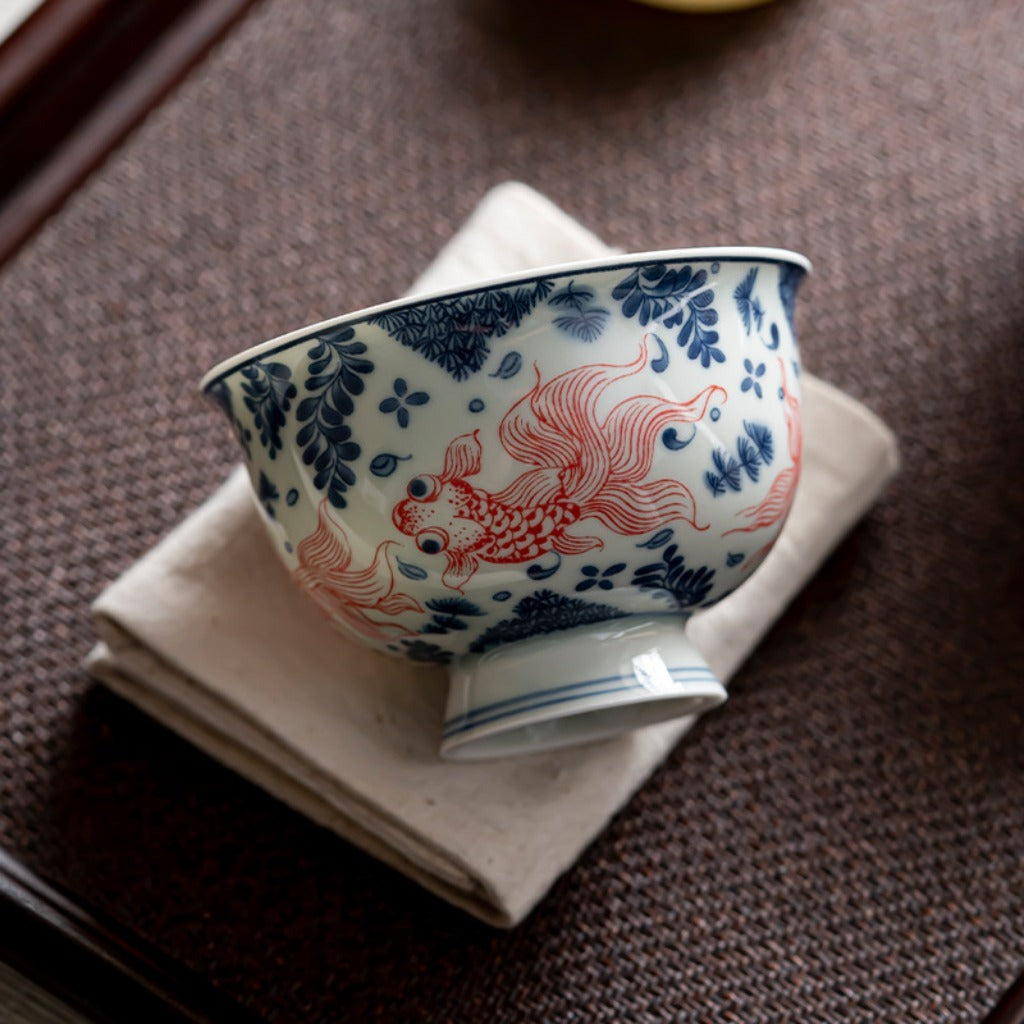 Antique-Style Celadon Blue-and-White Single Cup – Handcrafted Ceramic Tea Ware | Zen Ara Grove