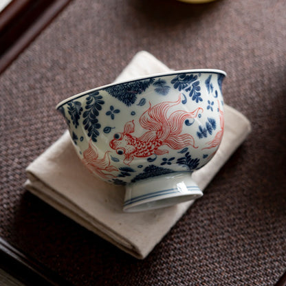 Antique-Style Celadon Blue-and-White Single Cup – Handcrafted Ceramic Tea Ware | Zen Ara Grove