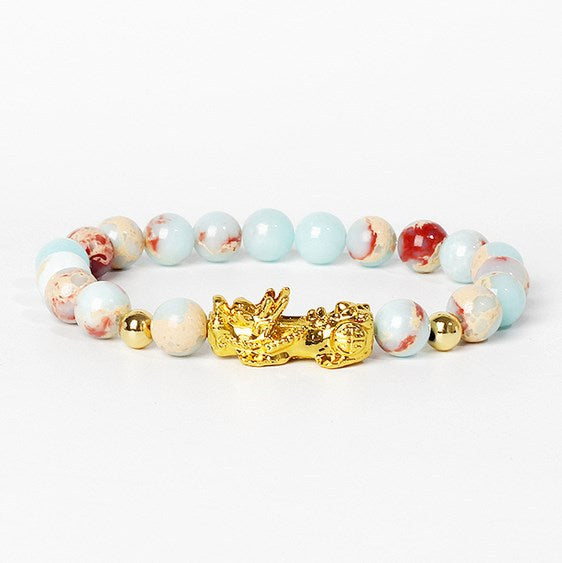 Gold Pixiu Gemstone Bracelet – Symbol of Luck and Positive Energy | Zen Ara Grove