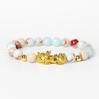 Gold Pixiu Gemstone Bracelet – Symbol of Luck and Positive Energy | Zen Ara Grove