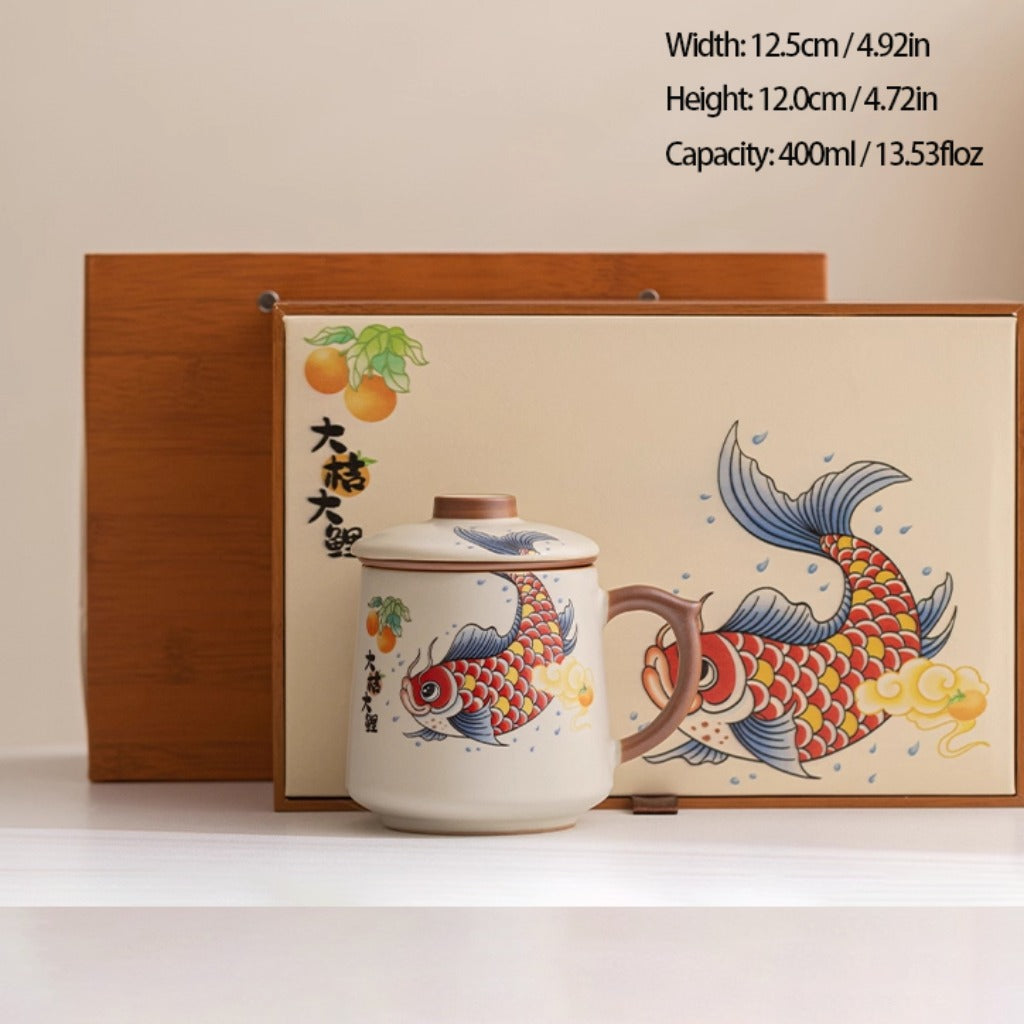 Ru Kiln Glaze Ceramic Teacup – Animal & Nature Motifs, Symbol of Harmony and Good Fortune | Zen Ara Grove