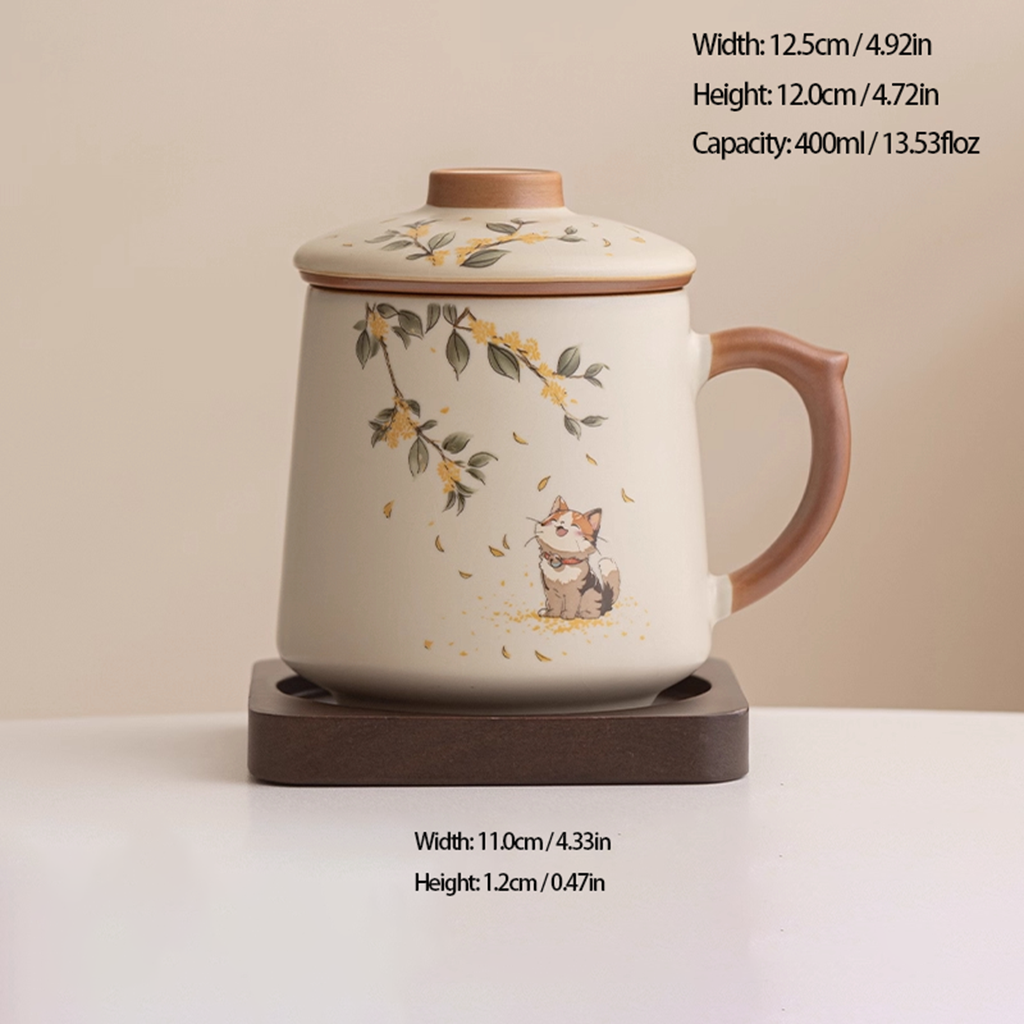 Ru Kiln Glaze Ceramic Teacup – Animal & Nature Motifs, Symbol of Harmony and Good Fortune | Zen Ara Grove