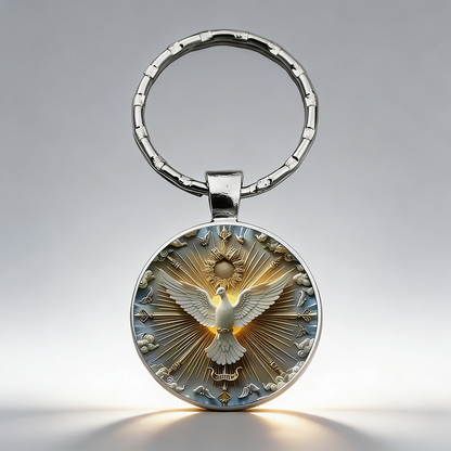 Golden Peace Dove Glass Pendant Keychain – Symbol of Freedom and Harmony | Zen Ara Grove