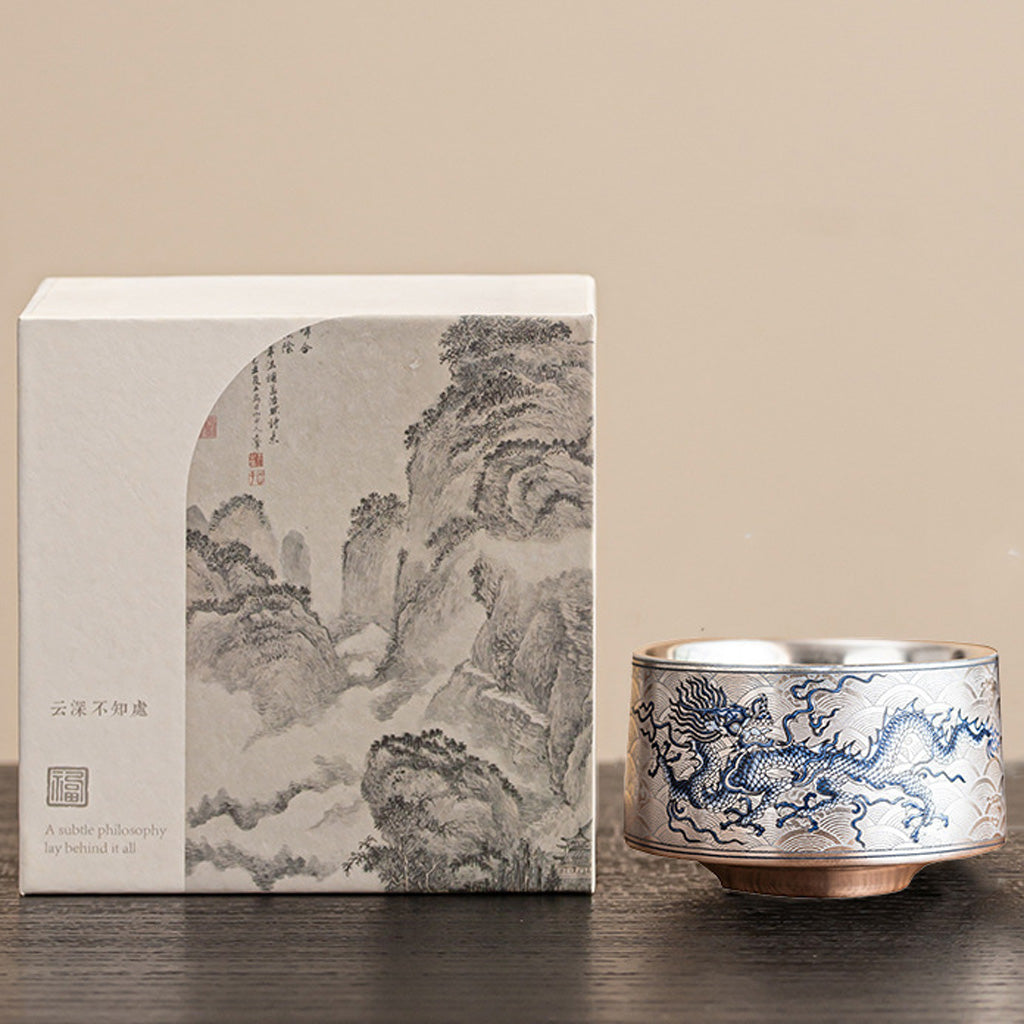 Milky White Porcelain Mug with Dragon and Phoenix Motif – Elegant & Durable | Zen Ara Grove