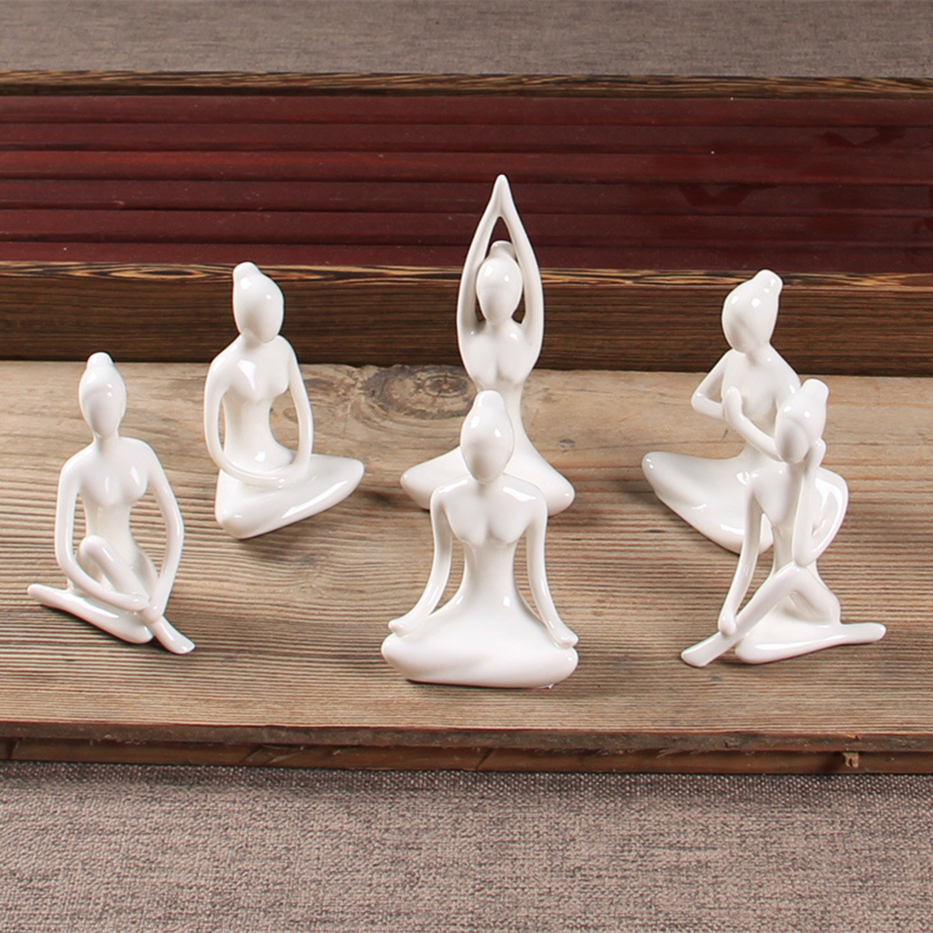 Zen Minimalist White Ceramic Yoga Girl Figurines | Zen Ara Grove