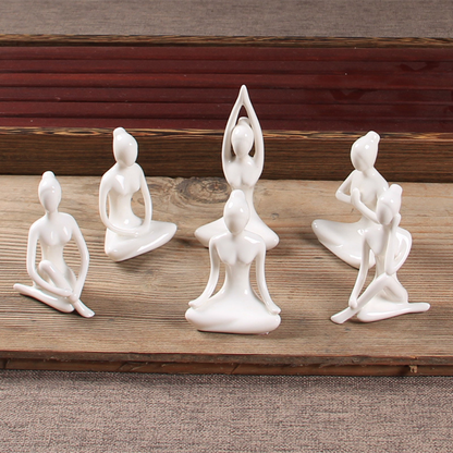 Zen Minimalist White Ceramic Yoga Girl Figurines | Zen Ara Grove
