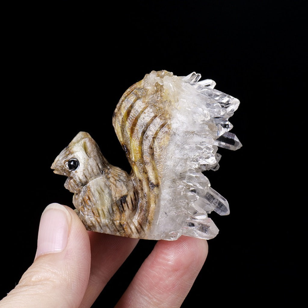 Natural Quartz Cluster with Diverse Animal Carvings – Symbol of Purity, Energy, and Imagination | Zen Ara Grove