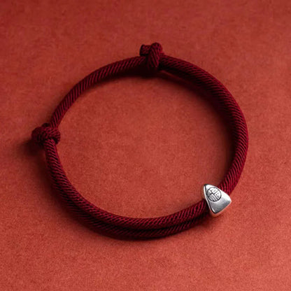 Adjustable Hand-Braided S925 Sterling Silver Fu Bracelet — Blessing & Strength