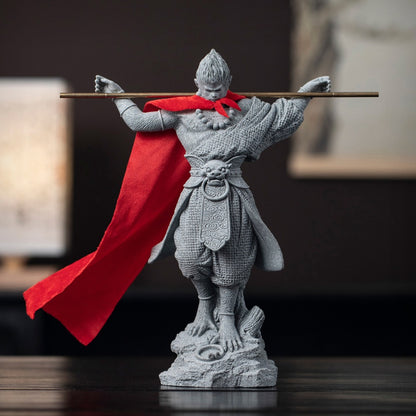 Monkey King Warrior Buddha Statue – Carved Green Sandstone Art Figurine | Zen Ara Grove