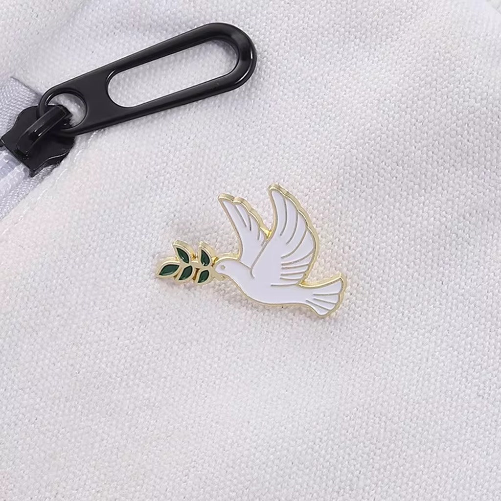 Peace Dove Holding Olive Branch Pin – Timeless Emblem of Peace | Zen Ara Grove