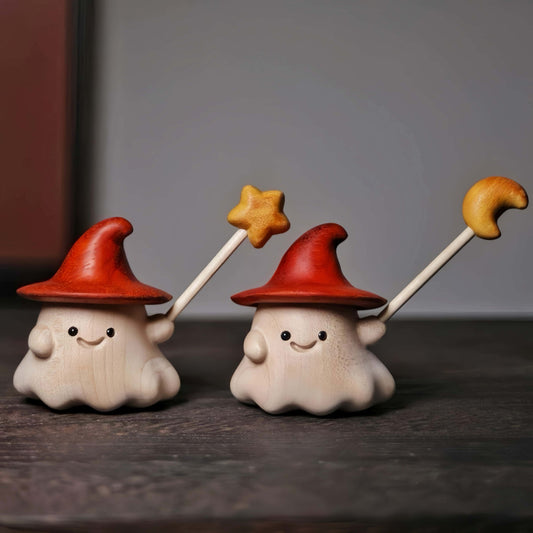 Handmade Wooden Elf Figurine – Solid Wood Carving in Cypress or Beech, Magnetic Hat Design | Zen Ara Grove