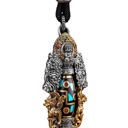 Nine-Eyed Dzi Bead Buddhist Pendant – Symbol of Protection & Enlightenment | Zen Ara Grove