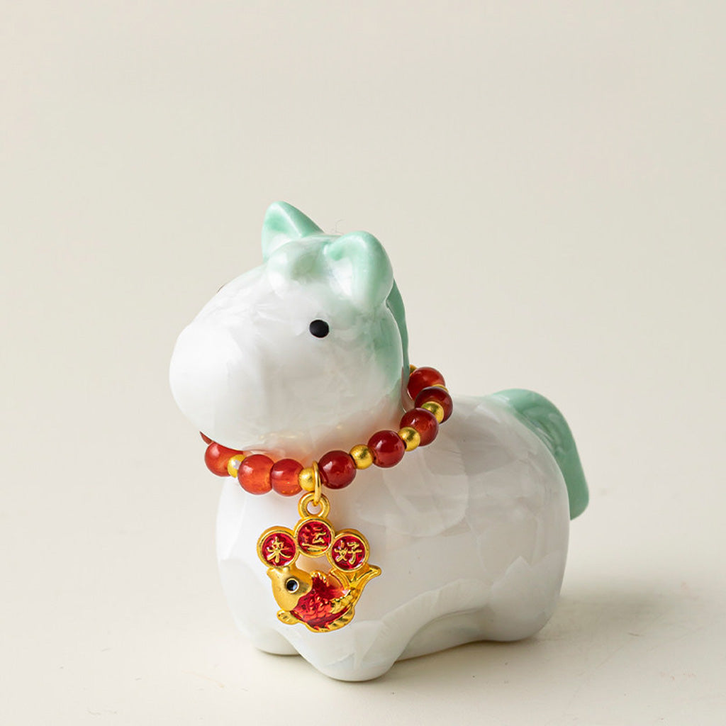 Ceramic Horse Figurine with Gradient Purple Crystalline Glaze – Artistic Shine and Serenity | Zen Ara Grove