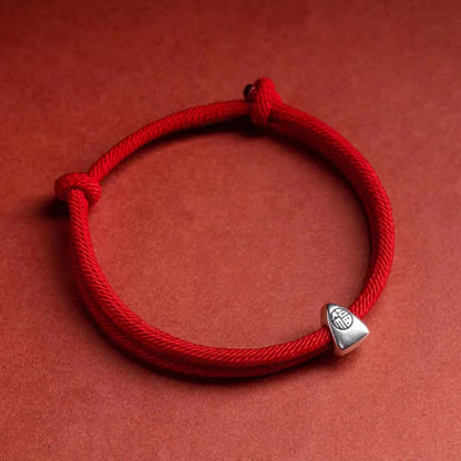 Adjustable Hand-Braided S925 Sterling Silver Fu Bracelet — Blessing & Strength