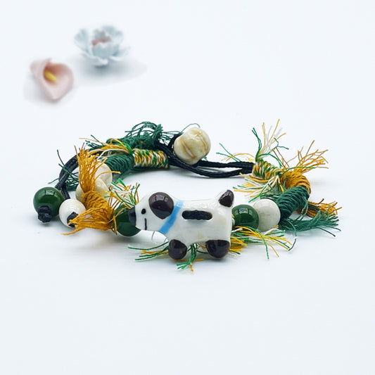Ceramic Bead Tassel Bracelet – Woven Elegance & Versatility | Zen Ara Grove