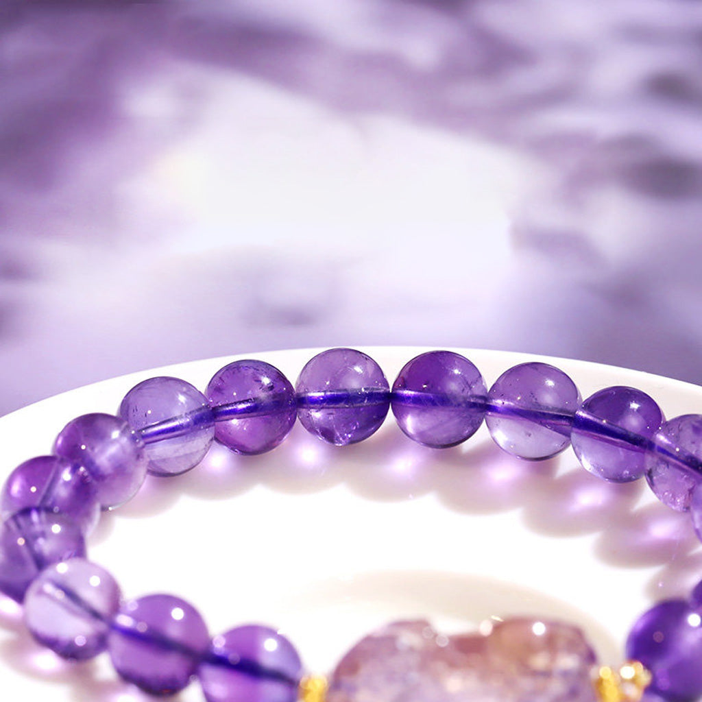 Handcrafted Natural Amethyst Pixiu Bracelet – Love & Prosperity | Zen Ara Grove