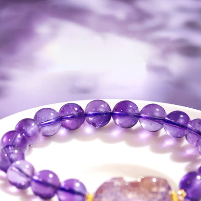 Handcrafted Natural Amethyst Pixiu Bracelet – Love & Prosperity | Zen Ara Grove