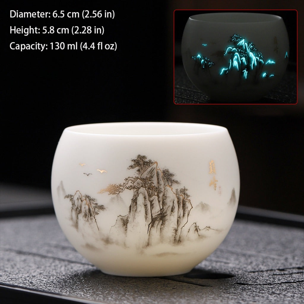 Luminous Ceramic Teacup – Jade-Like Touch & Light Beauty | Zen Ara Grove